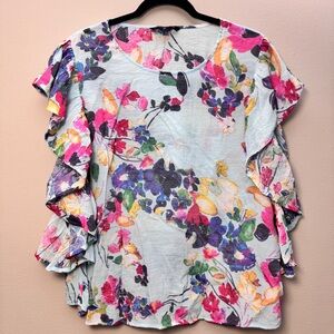 Zac & Rachel Multicolor Floral Ruffle Blouse